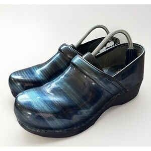 DANSKO XP 2.0 Patent Blue Striped Leather Nursing Clog Shoes US 10-10.5 EUR 41